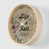 Chic Floral Wreath Rustic Wedding Uhr (Winkel)