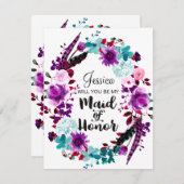 Chic Floral Wreath wird meine Trauzeugin sein Einladung (Vorne/Hinten)