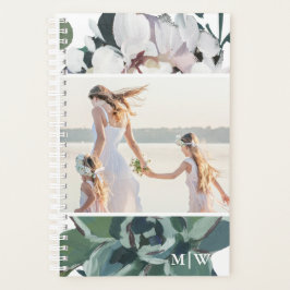 Chic Floral Zwei Foto mit Monogramm Planer