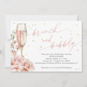 Chic floraler Champagner flöttert Brunch und blubb Einladung (Vorderseite)