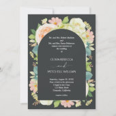 Chic Florals Dark Wedding All in One Einladung (Vorderseite)