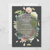 Chic Florals Dark Wedding All in One Einladung (Vorderseite)
