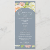 Chic Florals Dusty Blue Wedding Zeremonie Programm (Vorderseite)