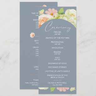 Chic Florals Dusty Blue Wedding Zeremonie Programm