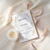 Chic Florals: Elegante Minimalistische Hochzeit Einladung