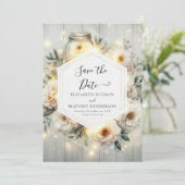 Chic Florals Mason Jar Wedding Save The Date (Stehend Vorderseite)