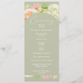 Chic Florals Sage Green Wedding Zeremonie Programm (Vorderseite)