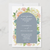 Chic Florals Wedding All in One Dusty Blue Einladung (Vorderseite)