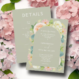 Chic Florals Wedding All in One Sage Green Einladung