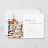 Chic Florence Cathedral Italien Wasserfarbenhochze RSVP Karte (Vorderseite)