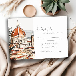 Chic Florence Cathedral Italien Wasserfarbenhochze RSVP Karte