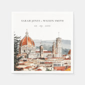 Chic Florence Cathedral Italien Wasserfarbenhochze Serviette (Vorderseite)