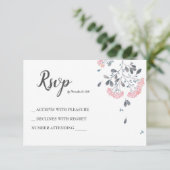 Chic florgrau pinkfarbene Aquarellfarbenhochzeit R RSVP Karte (Stehend Vorderseite)