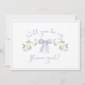 Chic Flower Girl Vorschlag mit Bow Niedlich Dusty Karte (Vorderseite)