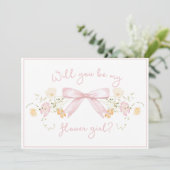 Chic Flower Girl Vorschlag mit Bow Niedlich Girly Karte (Stehend Vorderseite)