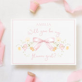 Chic Flower Girl Vorschlag mit Bow und Name Rosa Karte