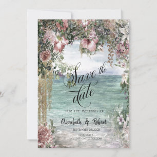 Chic Flowers Ocean  Datum speichern Save The Date