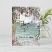 Chic Flowers Ocean Datum speichern Save The Date (Stehend Vorderseite)