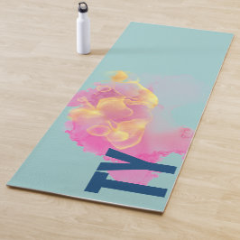 Chic Flowing Ink Design, rosa Gelb Personalisiert Yogamatte