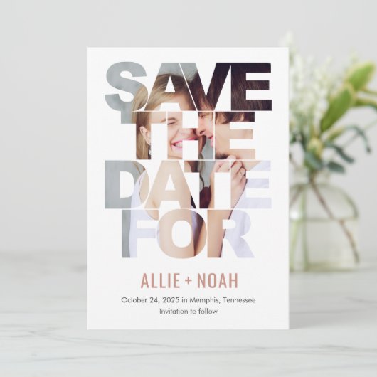 Chic Flüchtige Blick EDITABLE FARBEITER Save the D Dankeskarte (Stehend Vorderseite)