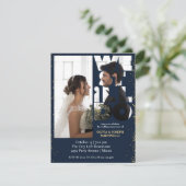 Chic Flüchtige Blick Navy Vow Erneuerende Einladun Einladung (Stehend Vorderseite)