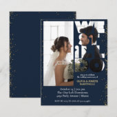 Chic Flüchtige Blick Navy Vow Erneuerende Einladun Einladung (Vorne/Hinten)