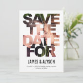 Chic Flüchtige Blick Save the Date Card (Stehend Vorderseite)