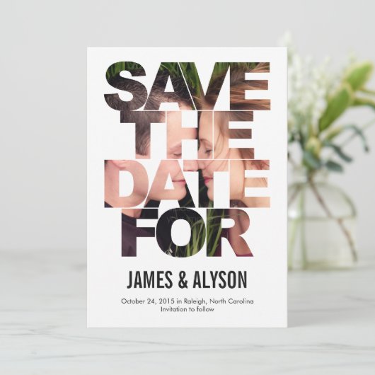 Chic Flüchtige Blick Save the Date Card (Stehend Vorderseite)