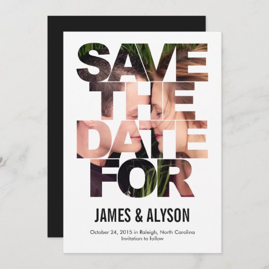 Chic Flüchtige Blick Save the Date Card (Vorne/Hinten)