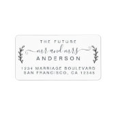 Chic Foliage Future Mr. Wedding Rücksendeadresse Adressaufkleber (Vorne)