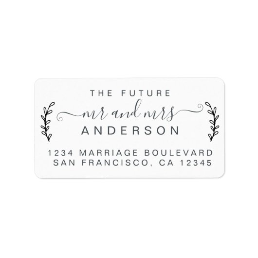 Chic Foliage Future Mr. Wedding Rücksendeadresse Adressaufkleber (Vorne)