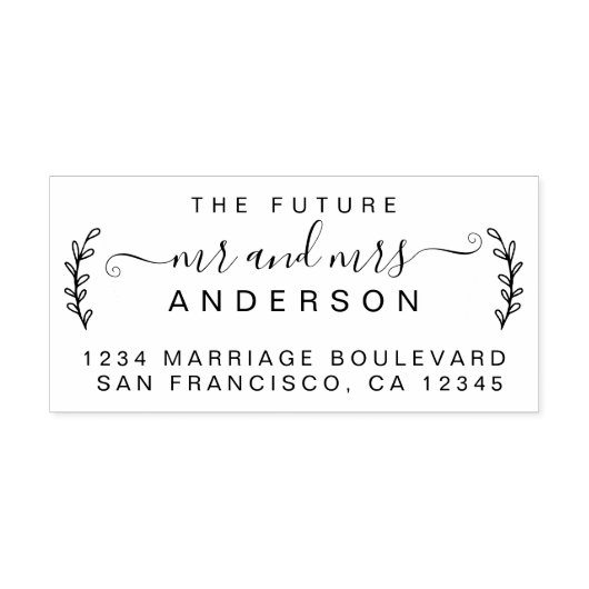 Chic Foliage Future Mr. Wedding Rücksendeadresse Gummistempel (Prägung)