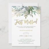 Chic Foliage | Just Married Einladung (Vorderseite)