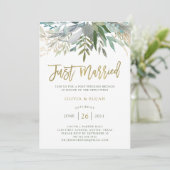 Chic Foliage | Just Married Einladung (Stehend Vorderseite)