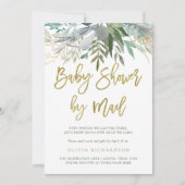 Chic Foliage| Kinderdusche per Mail Gold Script Einladung (Vorderseite)