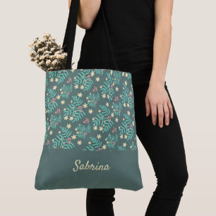 Chic Foliage Mit Monogramm Tote Bag Tasche