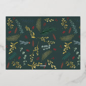 Chic Foliage Muster Weihnachtsgrüße Folien Feiertagskarte (Rückseite)