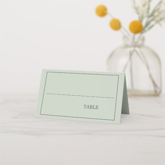 Chic Foliage Pastel Green Custom Wedding Platzkarte (Rückseite)
