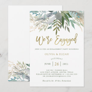Chic Foliage Verlobungsparty Einladung
