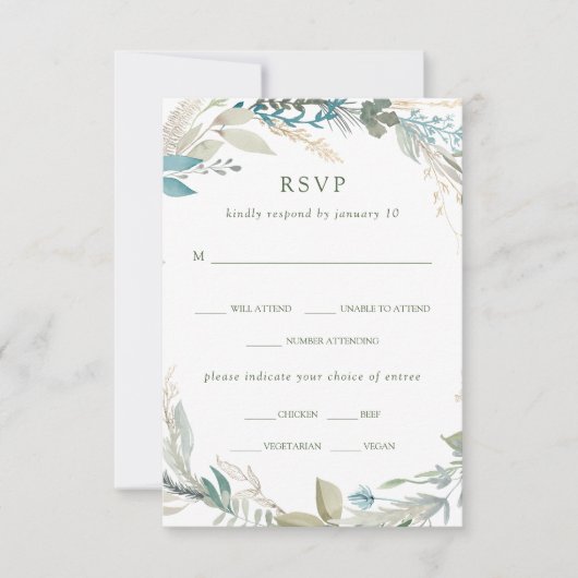 Chic Foliage | Wahl zum Hochzeitsessen RSVP Karte (Vorderseite)