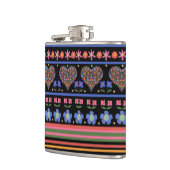 Chic Folk Art Border on Black: Hip Flask Flachmann (Links)