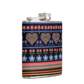 Chic Folk Art Border on Black: Hip Flask Flachmann (Rechts)