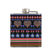 Chic Folk Art Border on Black: Hip Flask Flachmann (Rückseite)