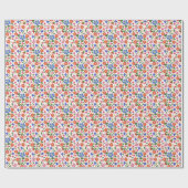 Chic Folk Art Floral on White Wrapping Paper Geschenkpapier (Flach)