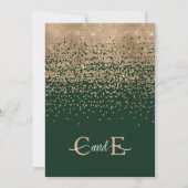 Chic Forest Green Gold Glitzer Confetti Wedding Einladung (Rückseite)