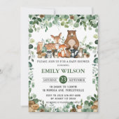 Chic Forest Greenery Woodland Animals Kinderdusche Einladung (Vorderseite)