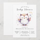 Chic Forest Owl Babydusche Einladung (Vorne/Hinten)