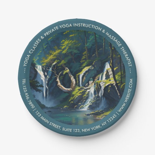 Chic Forest YOGA Versteckter Text Meditation Instr Pappteller (Vorderseite)