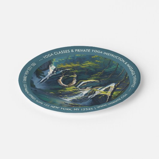 Chic Forest YOGA Versteckter Text Meditation Instr Pappteller (Schrägansicht)