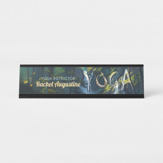 Chic Forest YOGA Versteckter Text Meditation Instr Schreibtischnamensplakette (Vorderseite )